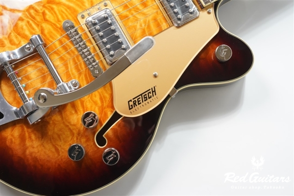 G5655T-QM ELECTROMATIC CENTER BLOCK JR. SINGLE-CUT QUILTED MAPLE WITH BIGSBY - Sweet tea